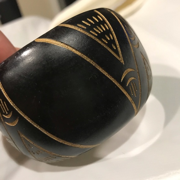 Dark Brown Wood Carved Light Bangle Bracelet - Picture 12 of 16